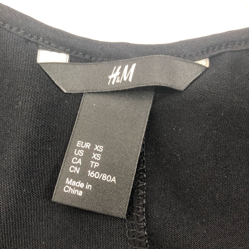 H & M Maxi Dress Ruffle Shoulder Black Size XS - Picture 5 of 6